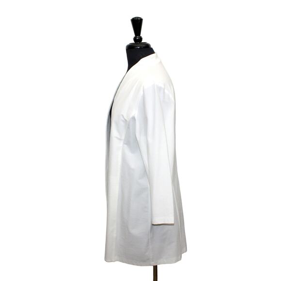 B0 Auth NWoT New EILEEN FISHER White Long Stretch Blazer Jacket Size L - Picture 2 of 6